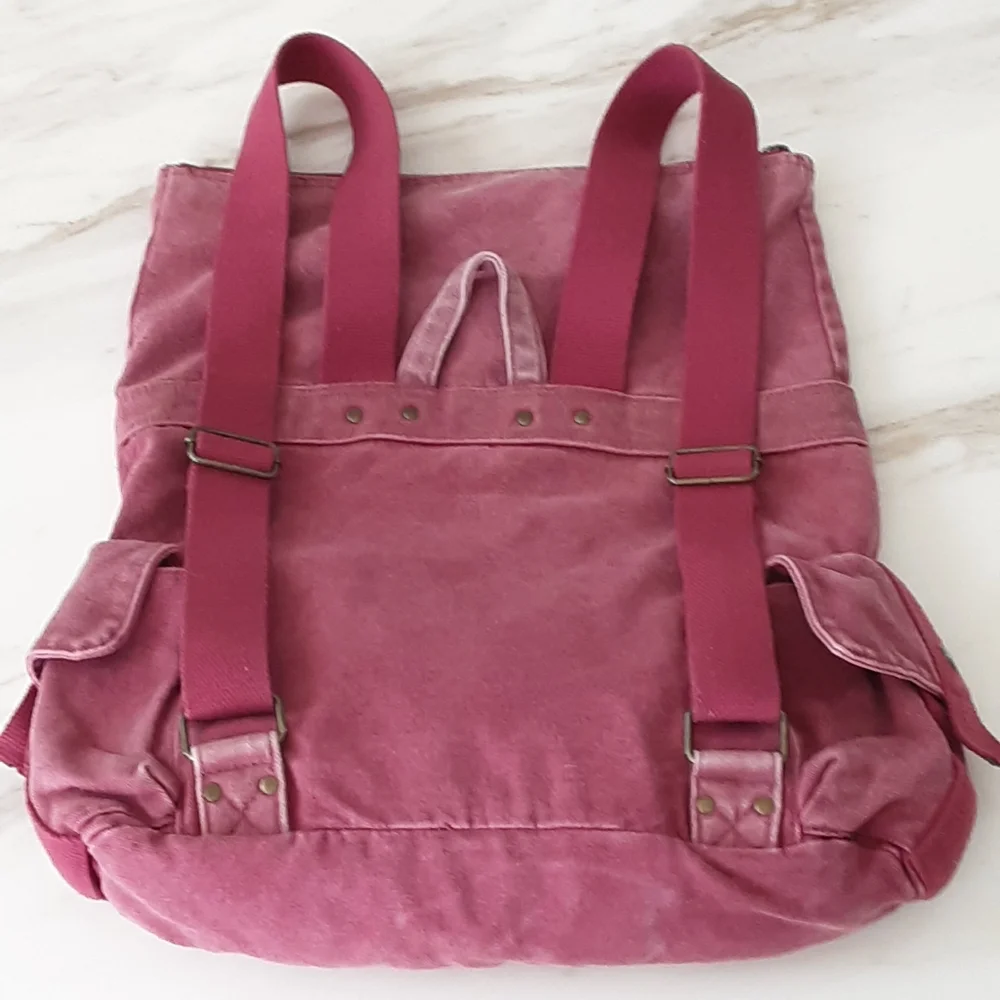 Unbranded Plum Canvas Roll-Top Backpack